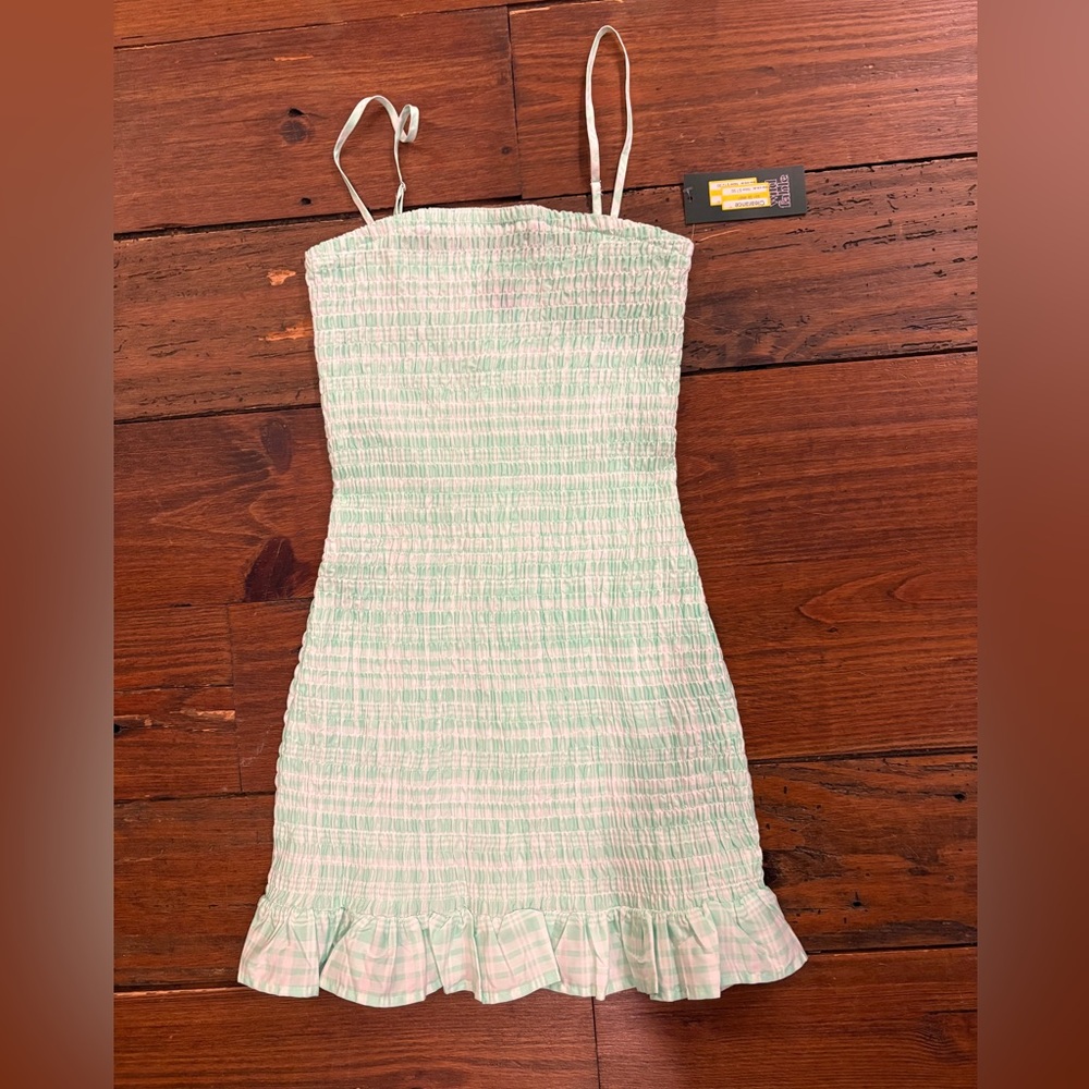 wild fable Mint Green and White Smocked Mini Dress